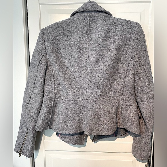 Banana Republic Wool Blend Moto Jacket, Grey & Gold Size Small - Picture 9 of 9